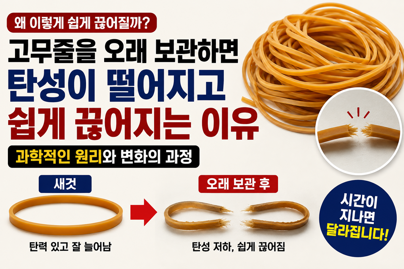 오래 보관한 고무줄이 끊어지는 이유 썸네일